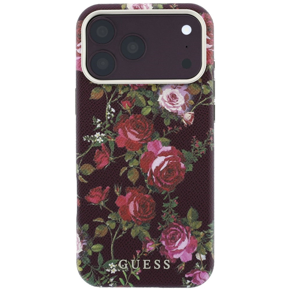 Husa MagSafe pentru Apple iPhone 18 Pro / 17 Pro, Guess, Blossom Roses Print, Visinie