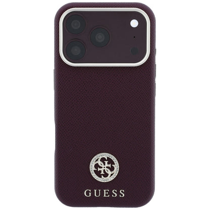 Husa MagSafe pentru Apple iPhone 18 Pro / 17 Pro, Guess, Grained Round Strass Logo, Visinie