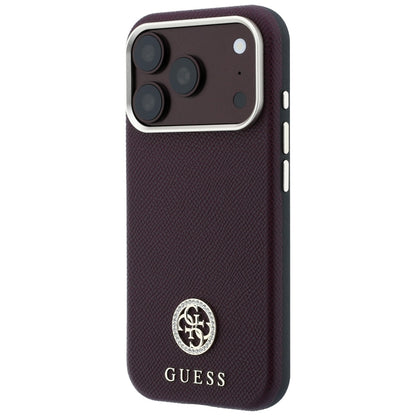 Husa MagSafe pentru Apple iPhone 18 Pro / 17 Pro, Guess, Grained Round Strass Logo, Visinie