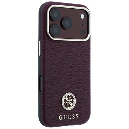 Husa MagSafe pentru Apple iPhone 18 Pro / 17 Pro, Guess, Grained Round Strass Logo, Visinie
