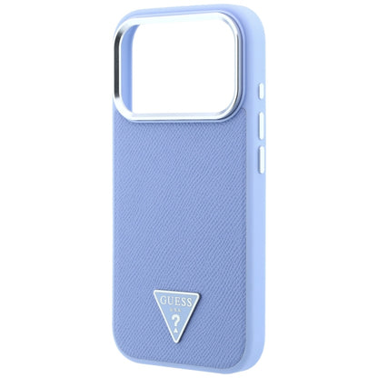 Husa MagSafe pentru Apple iPhone 18 Pro / 17 Pro, Guess, Grained Triangle Logo, Bleu