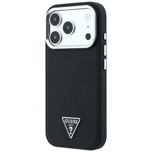Husa MagSafe pentru Apple iPhone 18 Pro / 17 Pro, Guess, Grained Triangle Logo, Neagra