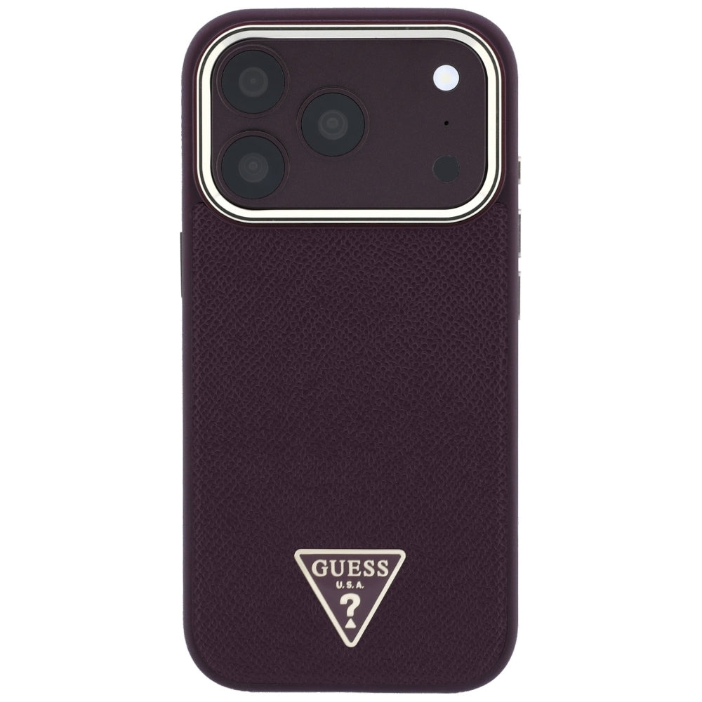 Husa MagSafe pentru Apple iPhone 18 Pro / 17 Pro, Guess, Grained Triangle Logo, Visinie