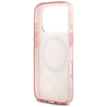Husa MagSafe pentru Apple iPhone 18 Pro / 17 Pro, Guess, IML Flower & Tonal Circle, Roz