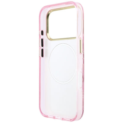 Husa MagSafe pentru Apple iPhone 18 Pro / 17 Pro, Guess, IML Glitter Blossom Roses, Roz