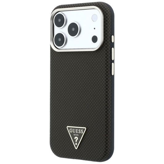 Husa MagSafe pentru Apple iPhone 18 Pro / 17 Pro, Guess, Kevlar Triangle Logo, Maro