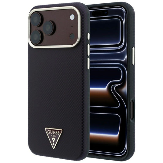 Husa MagSafe pentru Apple iPhone 18 Pro / 17 Pro, Guess, Kevlar Triangle Logo, Visinie