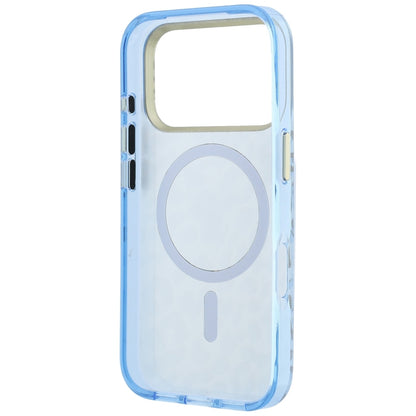 Husa MagSafe pentru Apple iPhone 18 Pro / 17 Pro, Guess, Leopard Glitter Triangle Logo, Bleu