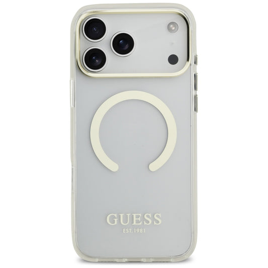 Husa MagSafe pentru Apple iPhone 18 Pro / 17 Pro, Guess, Metal Outline, Aurie