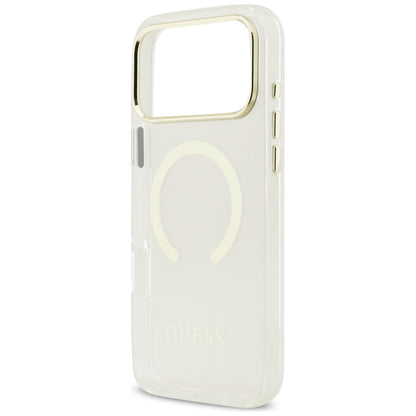 Husa MagSafe pentru Apple iPhone 18 Pro / 17 Pro, Guess, Metal Outline, Aurie