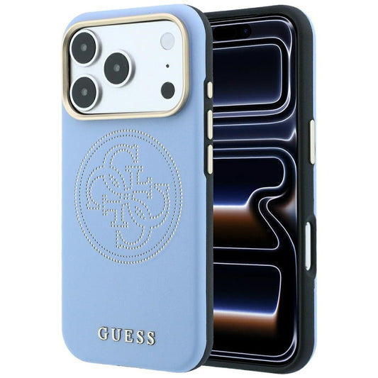 Husa MagSafe pentru Apple iPhone 18 Pro / 17 Pro, Guess, Perforated 4G, Bleu