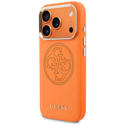Husa MagSafe pentru Apple iPhone 18 Pro / 17 Pro, Guess, Perforated 4G, Portocalie
