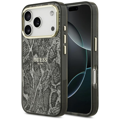 Husa MagSafe pentru Apple iPhone 18 Pro / 17 Pro, Guess, Python Pattern, Neagra