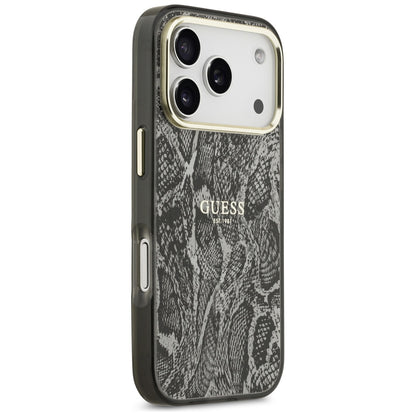 Husa MagSafe pentru Apple iPhone 18 Pro / 17 Pro, Guess, Python Pattern, Neagra