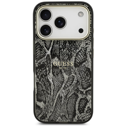Husa MagSafe pentru Apple iPhone 18 Pro / 17 Pro, Guess, Python Pattern, Neagra