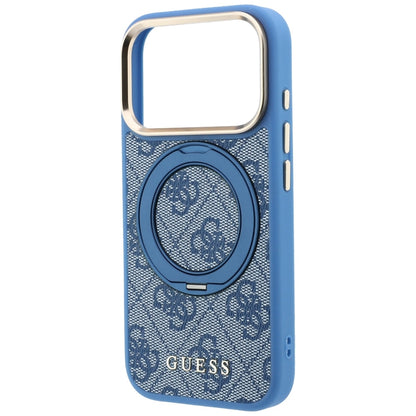 Husa MagSafe pentru Apple iPhone 18 Pro / 17 Pro, Guess, Ring Stand 360 4G Classic Logo, Albastra