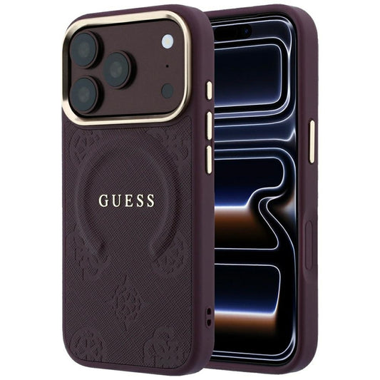 Husa MagSafe pentru Apple iPhone 18 Pro / 17 Pro, Guess, Saffiano Peony Ring, Visinie