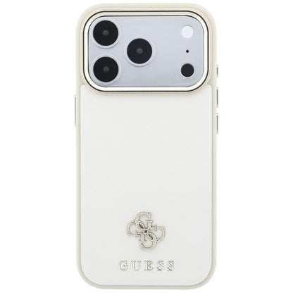 Husa MagSafe pentru Apple iPhone 18 Pro / 17 Pro, Guess, Saffiano Small 4G Classic, Bej