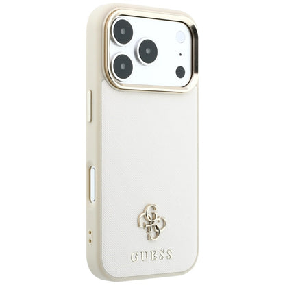Husa MagSafe pentru Apple iPhone 18 Pro / 17 Pro, Guess, Saffiano Small 4G Classic, Bej