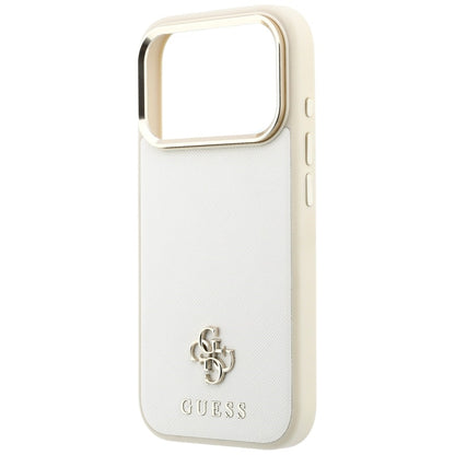 Husa MagSafe pentru Apple iPhone 18 Pro / 17 Pro, Guess, Saffiano Small 4G Classic, Bej