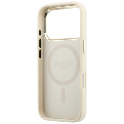 Husa MagSafe pentru Apple iPhone 18 Pro / 17 Pro, Guess, Saffiano Small 4G Classic, Bej
