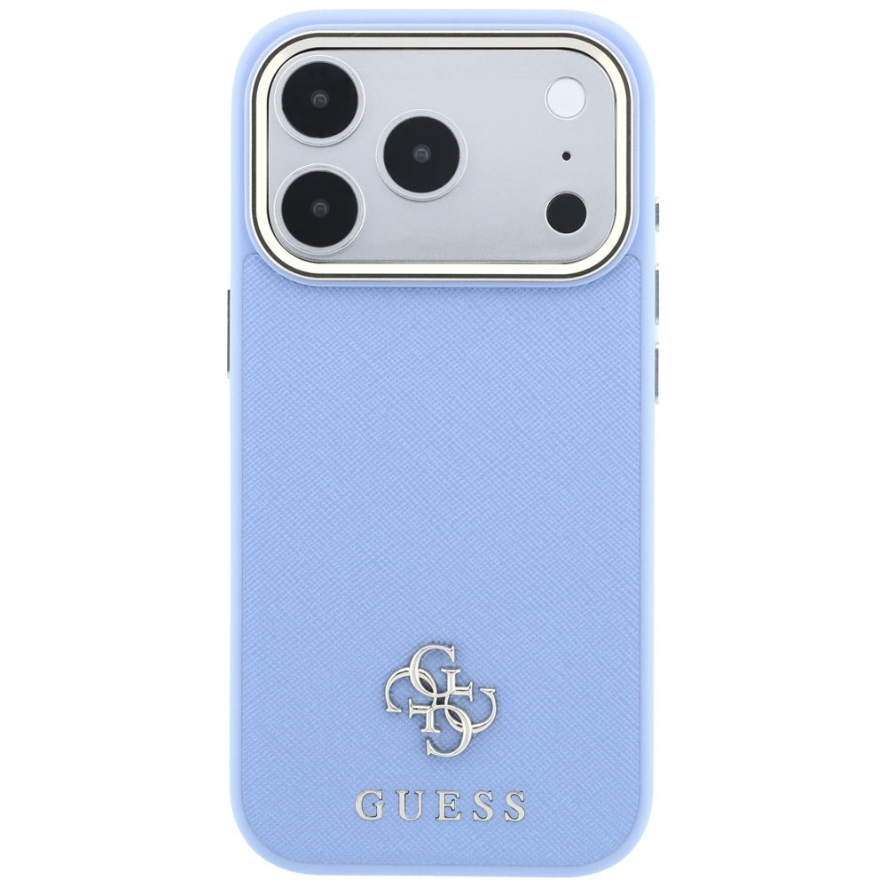 Husa MagSafe pentru Apple iPhone 18 Pro / 17 Pro, Guess, Saffiano Small 4G Classic, Bleu