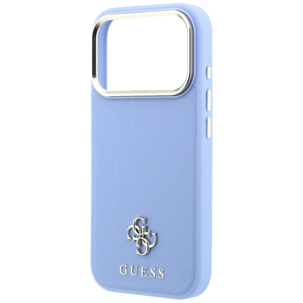 Husa MagSafe pentru Apple iPhone 18 Pro / 17 Pro, Guess, Saffiano Small 4G Classic, Bleu