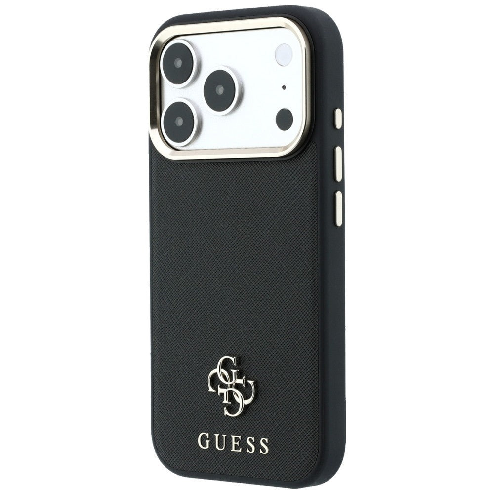 Husa MagSafe pentru Apple iPhone 18 Pro / 17 Pro, Guess, Saffiano Small 4G Classic, Neagra
