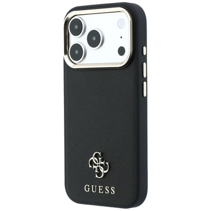 Husa MagSafe pentru Apple iPhone 18 Pro / 17 Pro, Guess, Saffiano Small 4G Classic, Neagra