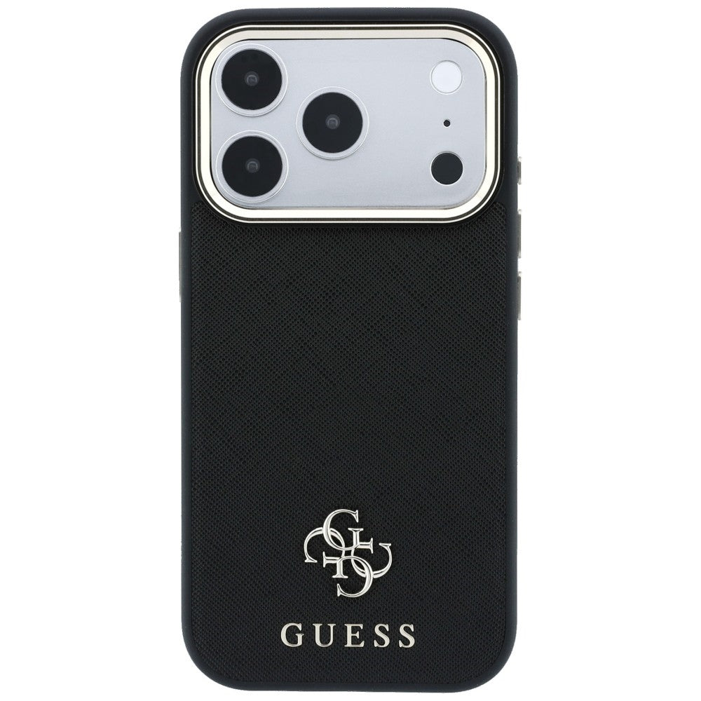 Husa MagSafe pentru Apple iPhone 18 Pro / 17 Pro, Guess, Saffiano Small 4G Classic, Neagra