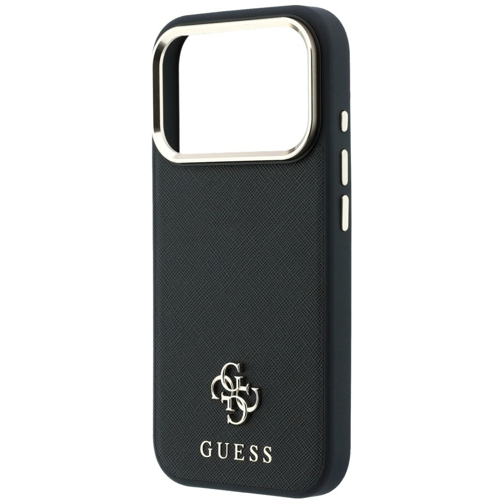 Husa MagSafe pentru Apple iPhone 18 Pro / 17 Pro, Guess, Saffiano Small 4G Classic, Neagra