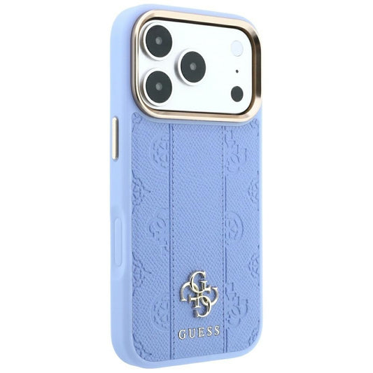 Husa MagSafe pentru Apple iPhone 18 Pro / 17 Pro, Guess, Stripe Peony 4G, Bleu