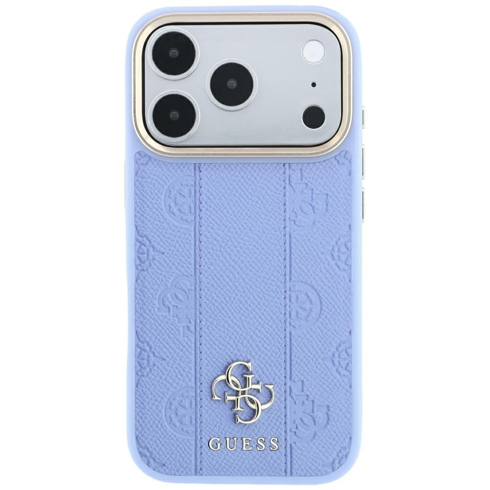 Husa MagSafe pentru Apple iPhone 18 Pro / 17 Pro, Guess, Stripe Peony 4G, Bleu