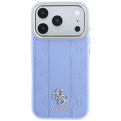 Husa MagSafe pentru Apple iPhone 18 Pro / 17 Pro, Guess, Stripe Peony 4G, Bleu
