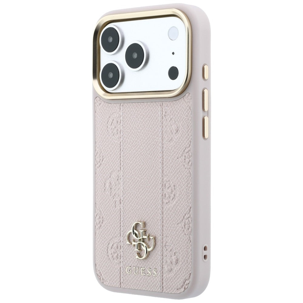 Husa MagSafe pentru Apple iPhone 18 Pro / 17 Pro, Guess, Stripe Peony 4G, Roz