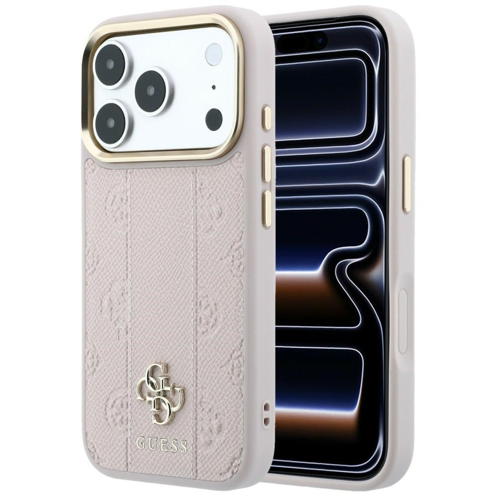 Husa MagSafe pentru Apple iPhone 18 Pro / 17 Pro, Guess, Stripe Peony 4G, Roz
