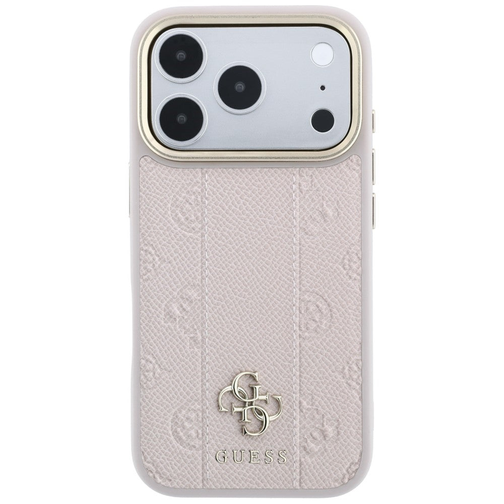 Husa MagSafe pentru Apple iPhone 18 Pro / 17 Pro, Guess, Stripe Peony 4G, Roz