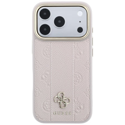 Husa MagSafe pentru Apple iPhone 18 Pro / 17 Pro, Guess, Stripe Peony 4G, Roz