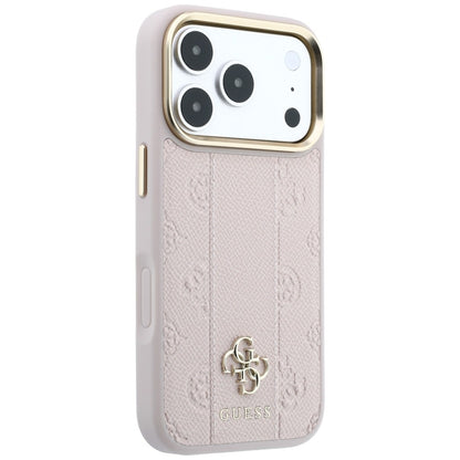 Husa MagSafe pentru Apple iPhone 18 Pro / 17 Pro, Guess, Stripe Peony 4G, Roz