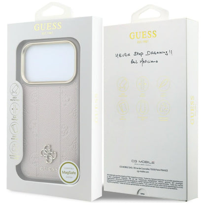 Husa MagSafe pentru Apple iPhone 18 Pro / 17 Pro, Guess, Stripe Peony 4G, Roz