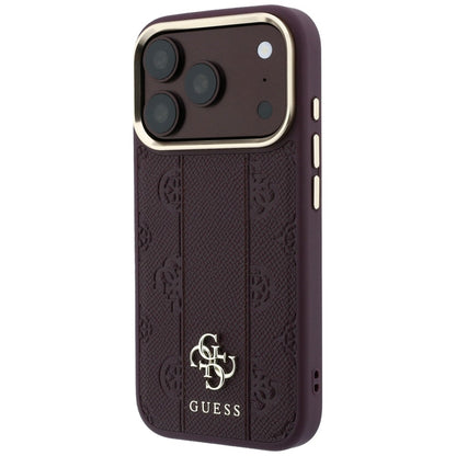 Husa MagSafe pentru Apple iPhone 18 Pro / 17 Pro, Guess, Stripe Peony 4G, Visinie