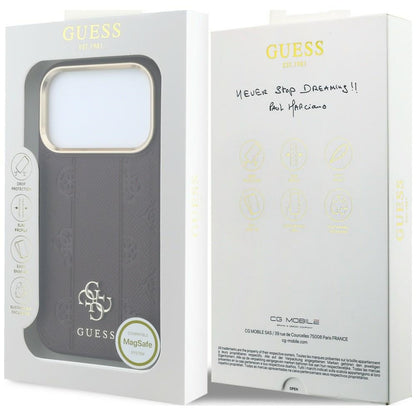 Husa MagSafe pentru Apple iPhone 18 Pro / 17 Pro, Guess, Stripe Peony 4G, Visinie