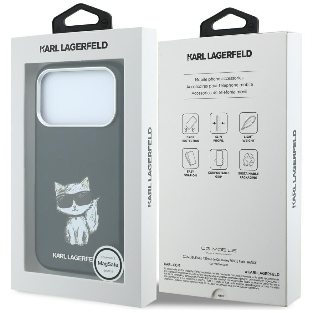 Husa MagSafe pentru Apple iPhone 18 Pro / 17 Pro, Karl Lagerfeld, Choupette Sketch, Neagra