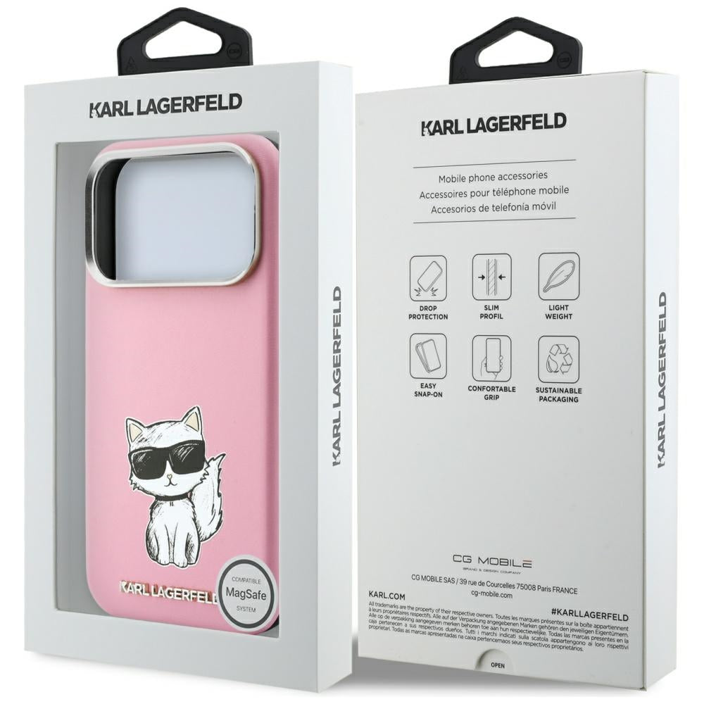 Husa MagSafe pentru Apple iPhone 18 Pro / 17 Pro, Karl Lagerfeld, Choupette Sketch, Roz