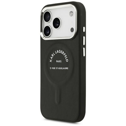 Husa MagSafe pentru Apple iPhone 18 Pro / 17 Pro, Karl Lagerfeld, EMB. Ring with Karl RSG Logo, Neagra