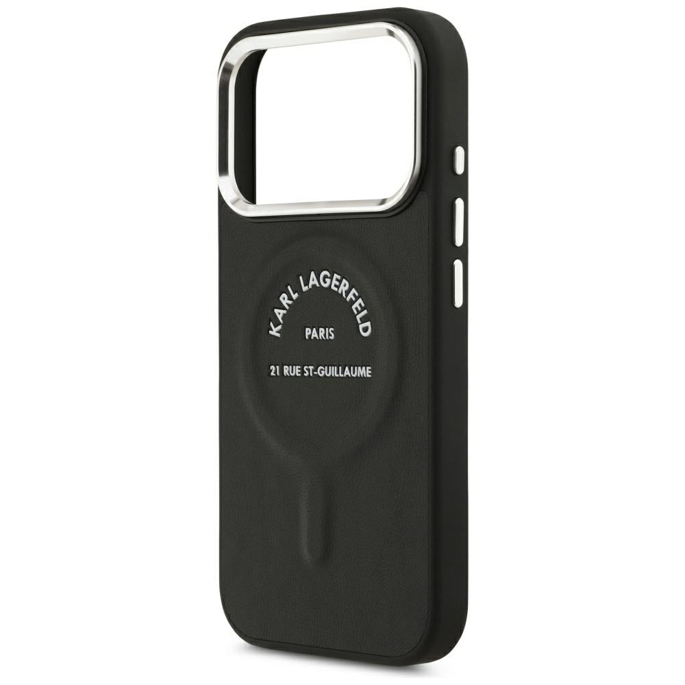 Husa MagSafe pentru Apple iPhone 18 Pro / 17 Pro, Karl Lagerfeld, EMB. Ring with Karl RSG Logo, Neagra