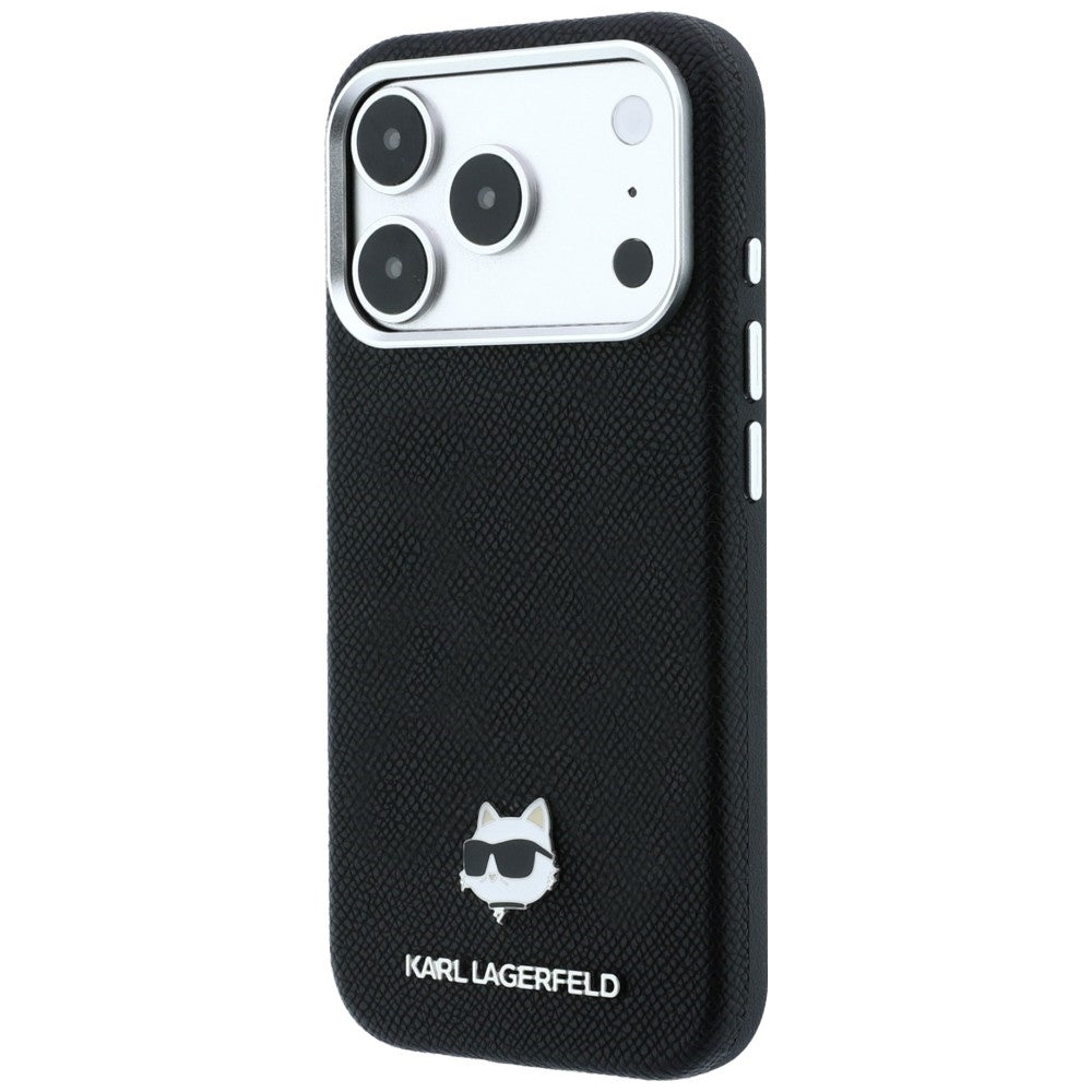 Husa MagSafe pentru Apple iPhone 18 Pro / 17 Pro, Karl Lagerfeld, Grained Choupette Head, Neagra