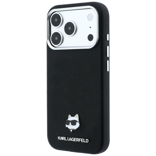 Husa MagSafe pentru Apple iPhone 18 Pro / 17 Pro, Karl Lagerfeld, Grained Choupette Head, Neagra