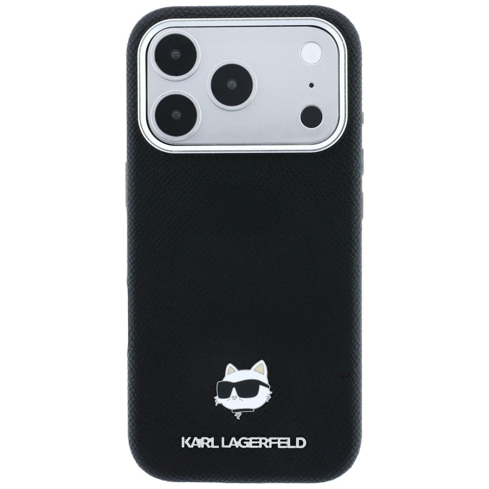 Husa MagSafe pentru Apple iPhone 18 Pro / 17 Pro, Karl Lagerfeld, Grained Choupette Head, Neagra
