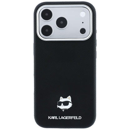 Husa MagSafe pentru Apple iPhone 18 Pro / 17 Pro, Karl Lagerfeld, Grained Choupette Head, Neagra